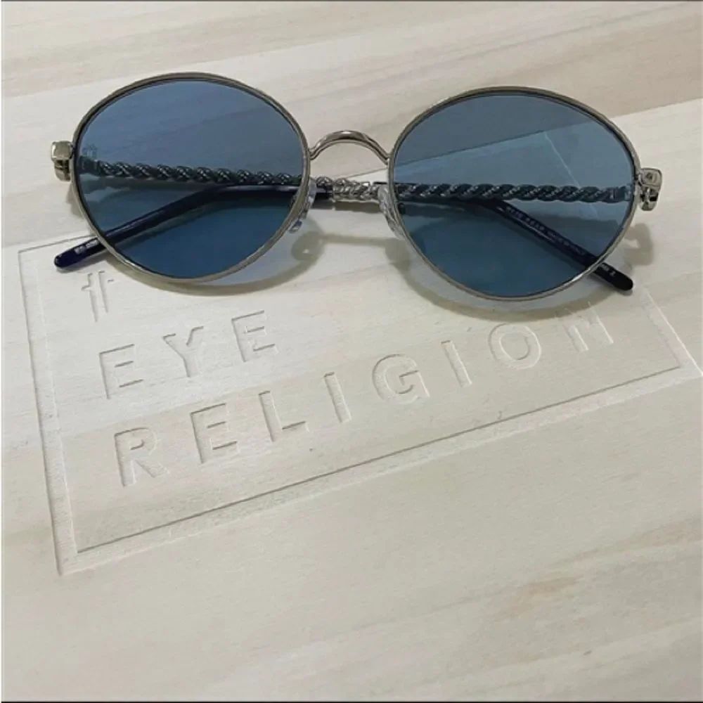 Elie Saab 039 Silver Sunglasses with Blue Lenses